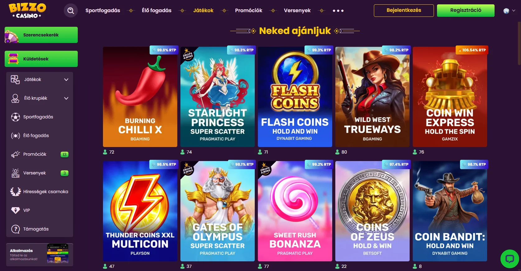 Bizzo Casino klasszikus asztali játékok valódi kaszinó élménnyel